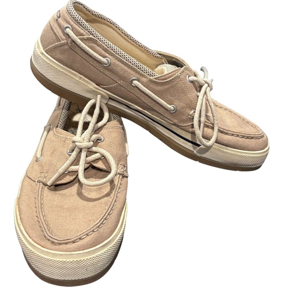 Op Spinnaker Mens Khaki Boat Shoes Size 11.5 Canvas Casual Footwear